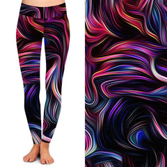 Fire Wave Marble Full Length Leggings with Pockets