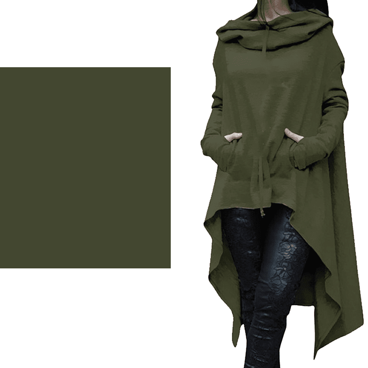 Long Hoodie Solid Green