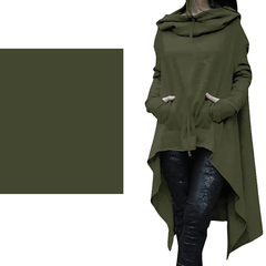 Long Hoodie Solid Green