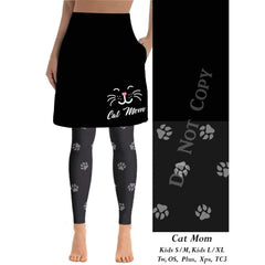 Cat Mom Black Skirt with Paw Prints Full Length leggings