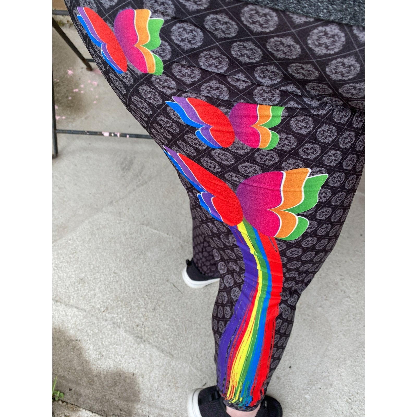 Butterfly Trail Rainbow Leggings with a Pocket on one Side