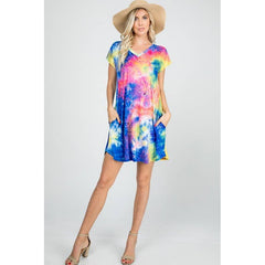 Multi Color Tie Dye Tunic with Pockets