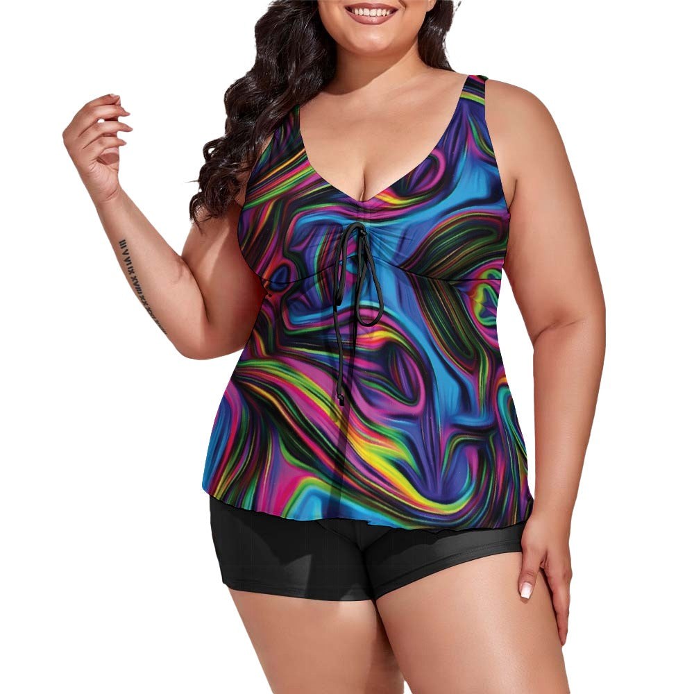 Color Wave Women's Tankini Plus Size