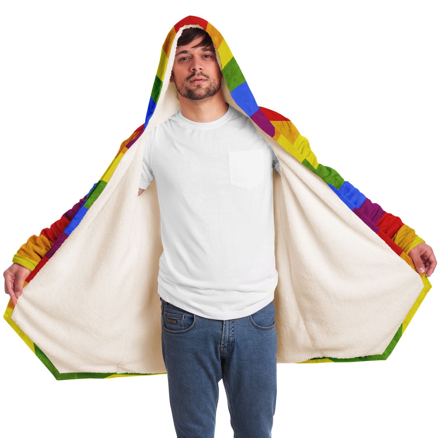 Neon Rainbow Cloak with Pockets