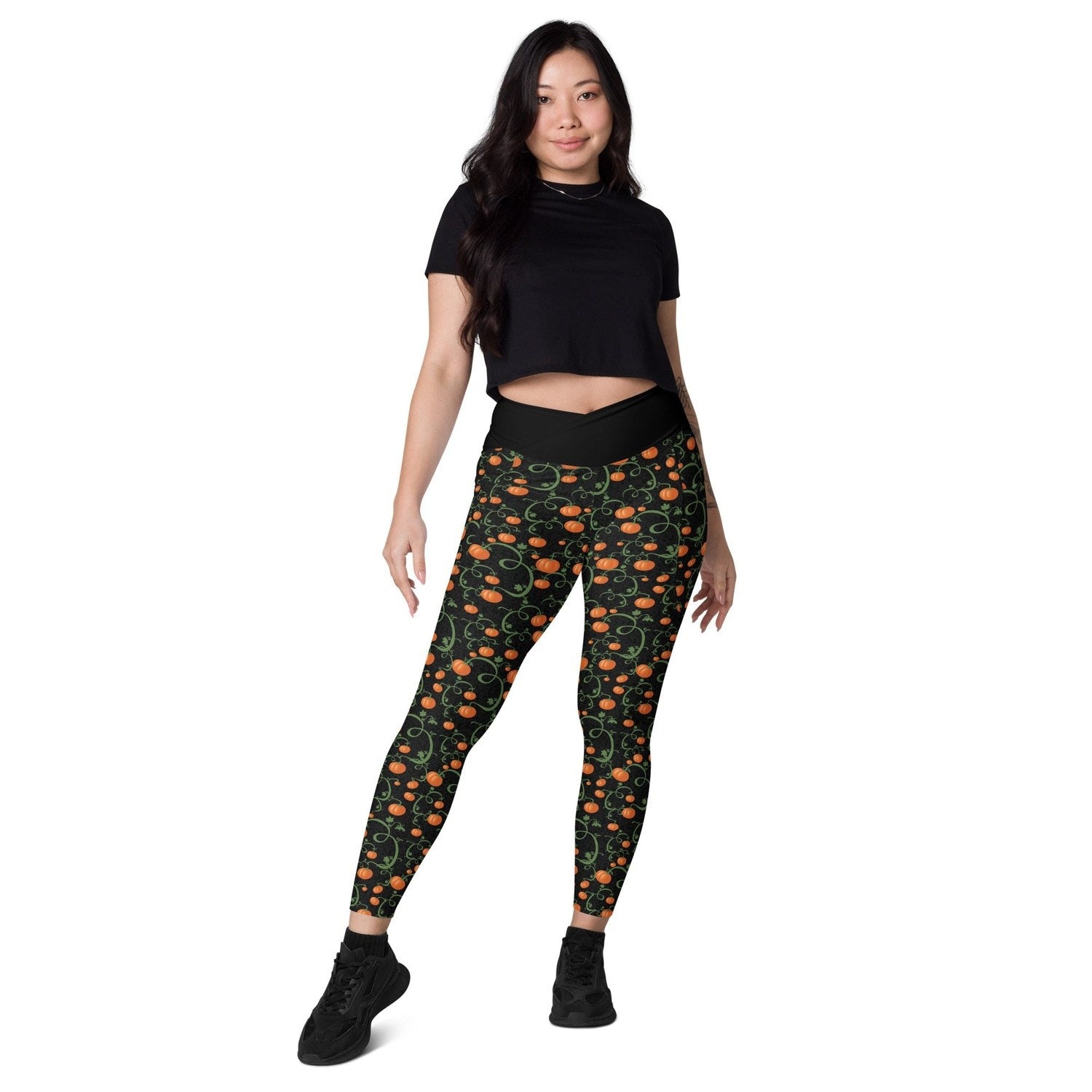Pumpkin Vine Crossover leggings with Pockets