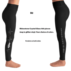 Rhinestone Heartbeat Road Leggings with Enjoy the Ride = Pockets on both sides