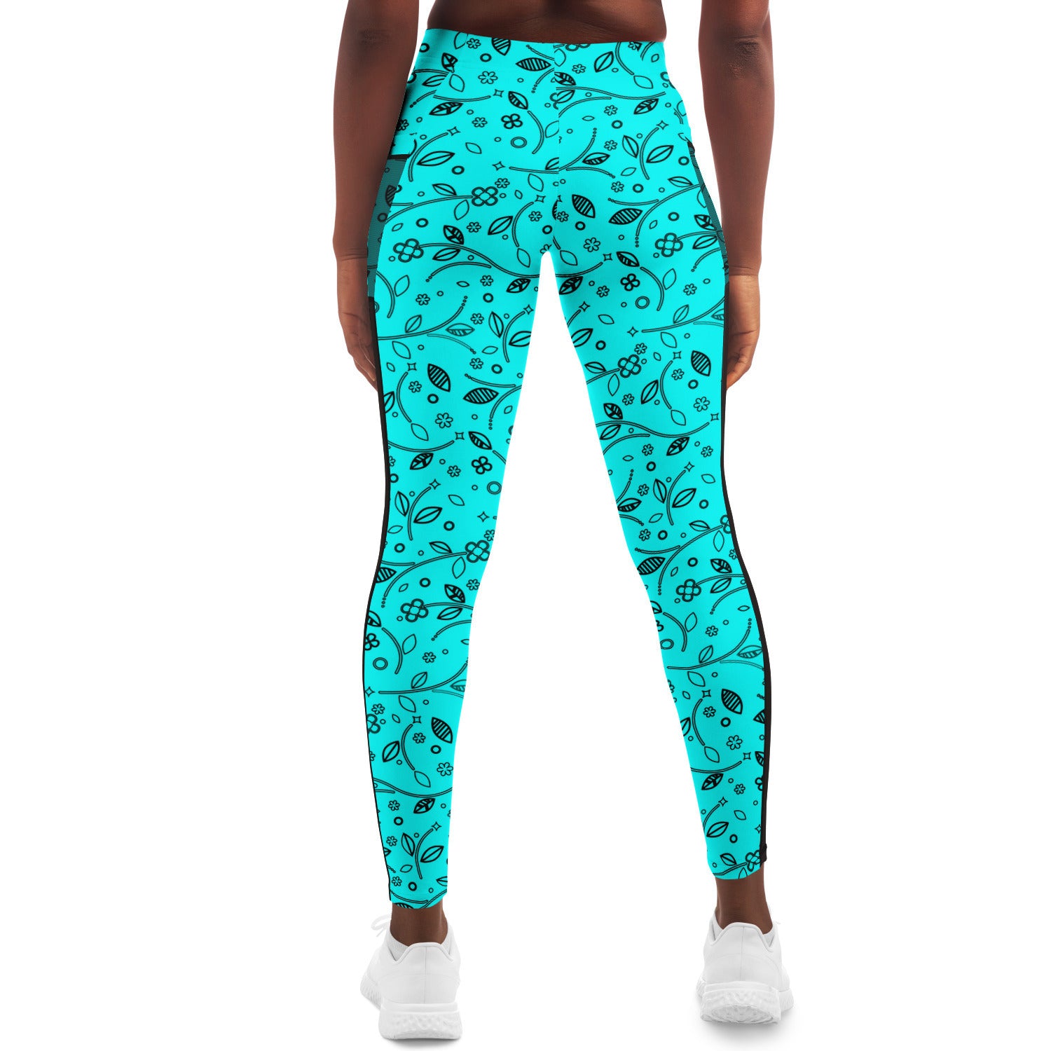 Teal Floral Leggings with Pockets