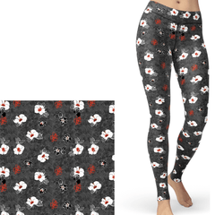 Marble Floral Black and Red Floral No Pockets