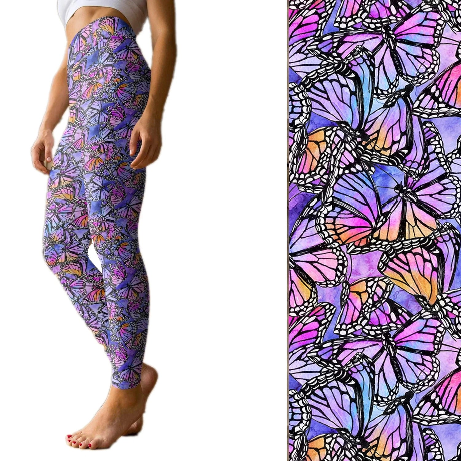 Pastel Butterfly Leggings with Pockets Capr