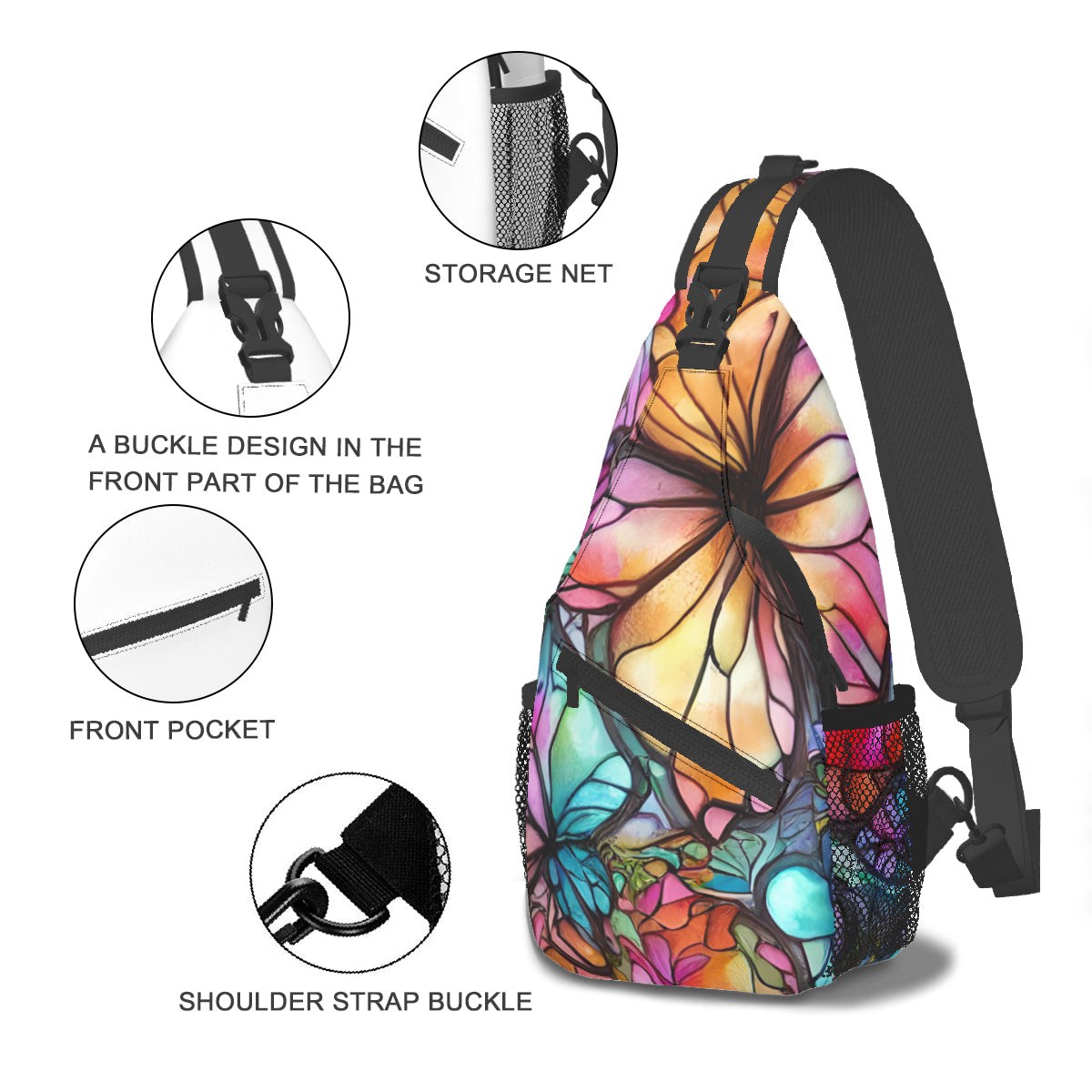 Butterfly Chest Bag decorated with Large Colorful Bag - Custom Sewn