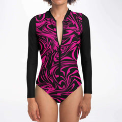 Pink Zebra Body Suit Long Sleeve