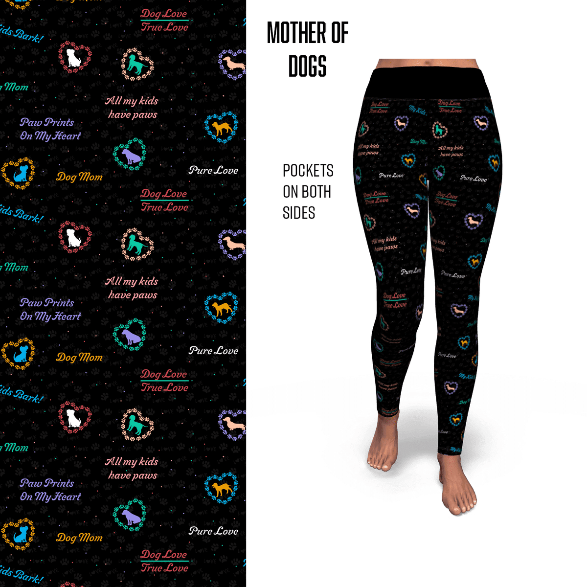 Mother of Dogs - Hearts Dog Mom Leggings and Pockets