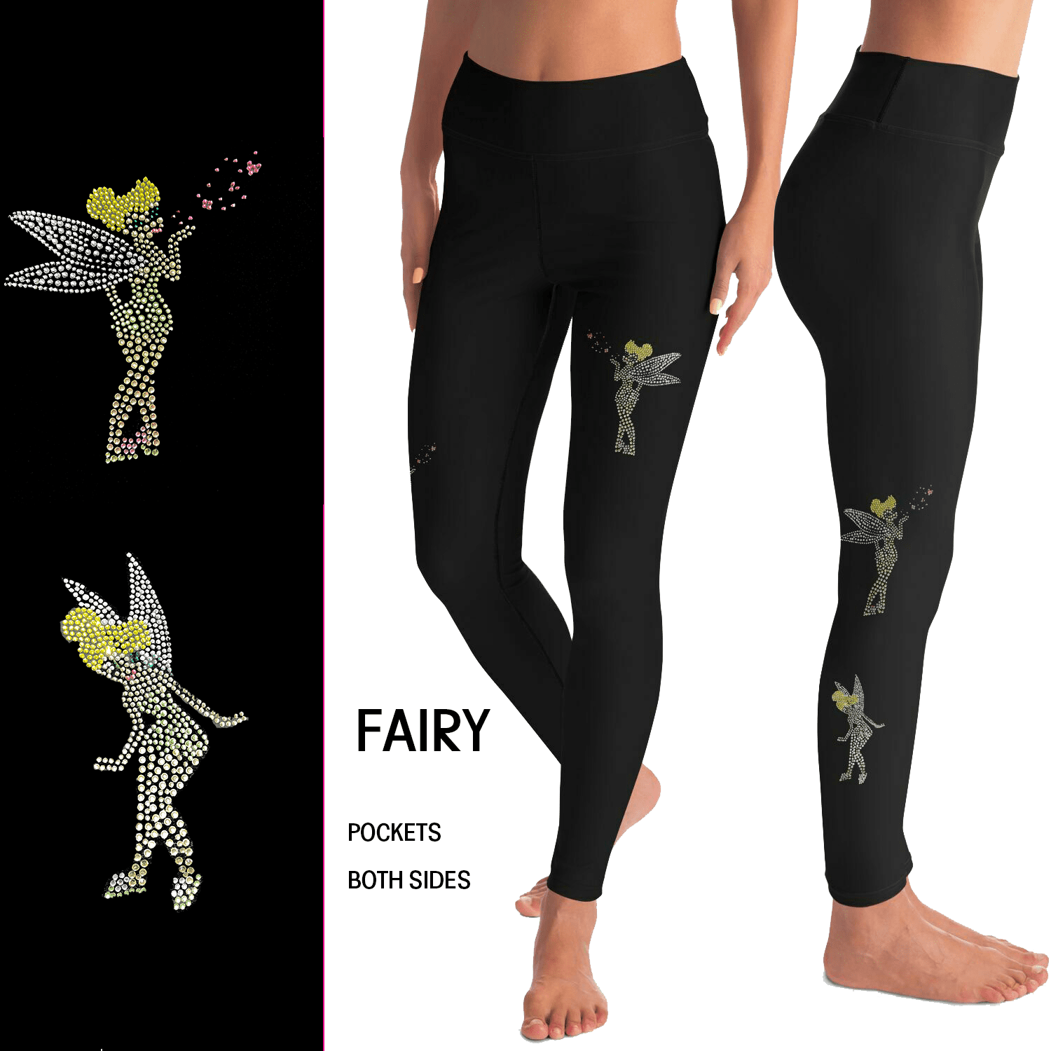 Tink the Fairy Rhinestone Leggings with Pockets