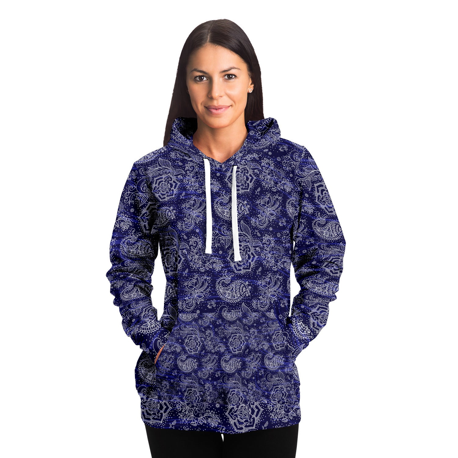 Paisley Hoodie Blue and White