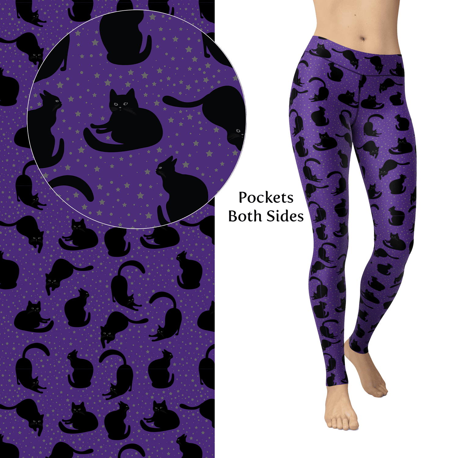 Glow Cat Glow in the Dark Leggings with Pockets
