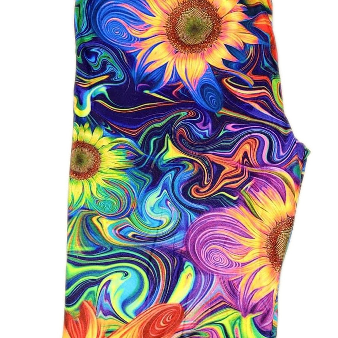 Neon Sunflower Leggings Color Wave Background - NO pockets
