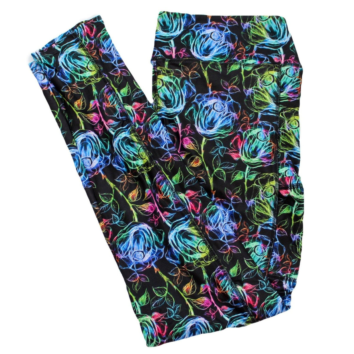 Neon Roses Leggings with Pockets Chalk Design
