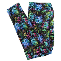 Neon Roses Leggings with Pockets Chalk Design