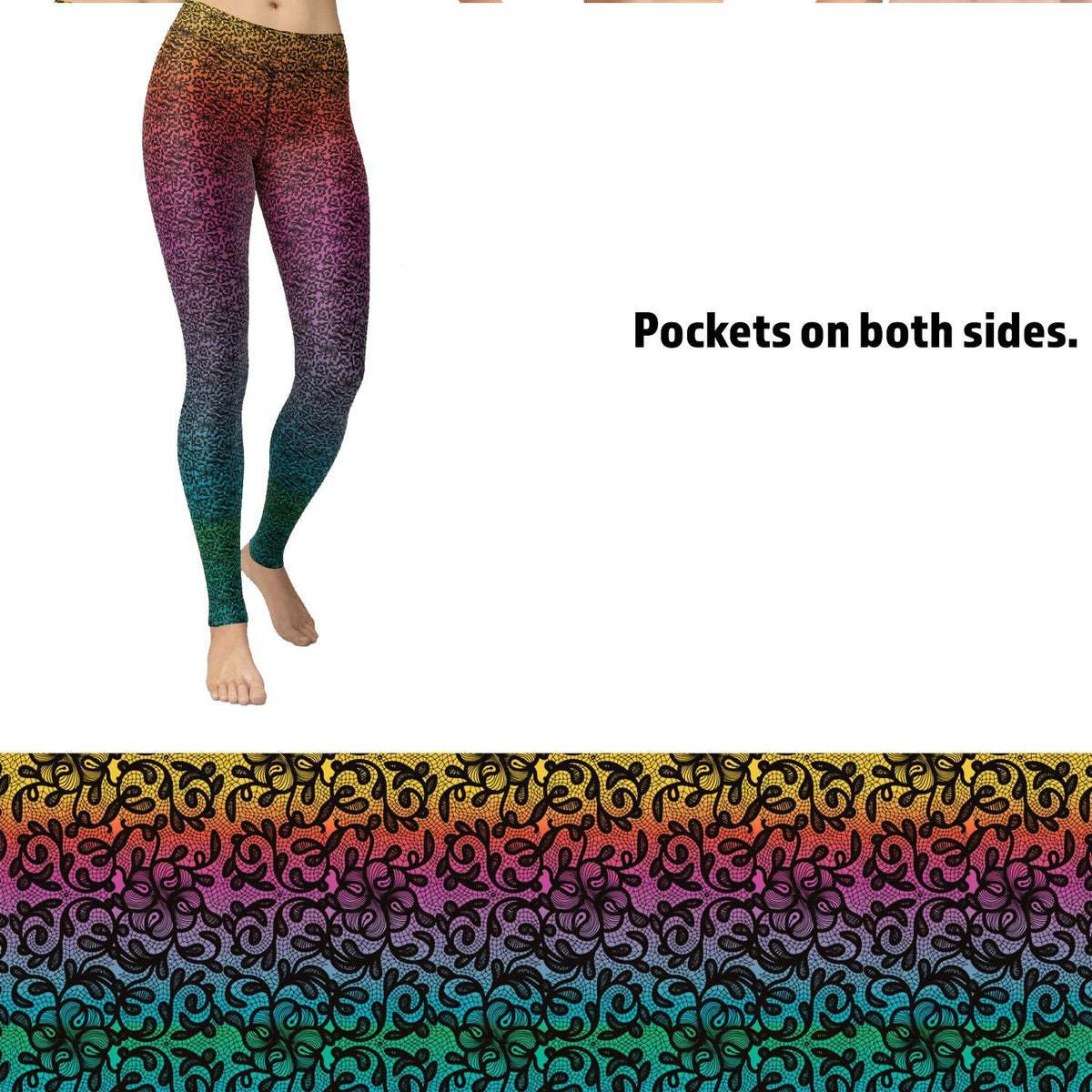 Ombre Rainbow Leggings with Pockets