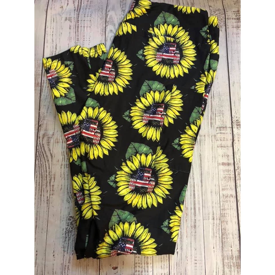 Jeeper American Sunflower Leggings Off Road 4x4 Jeeper High Waist Jeepers with Pockets - Ready to Ship