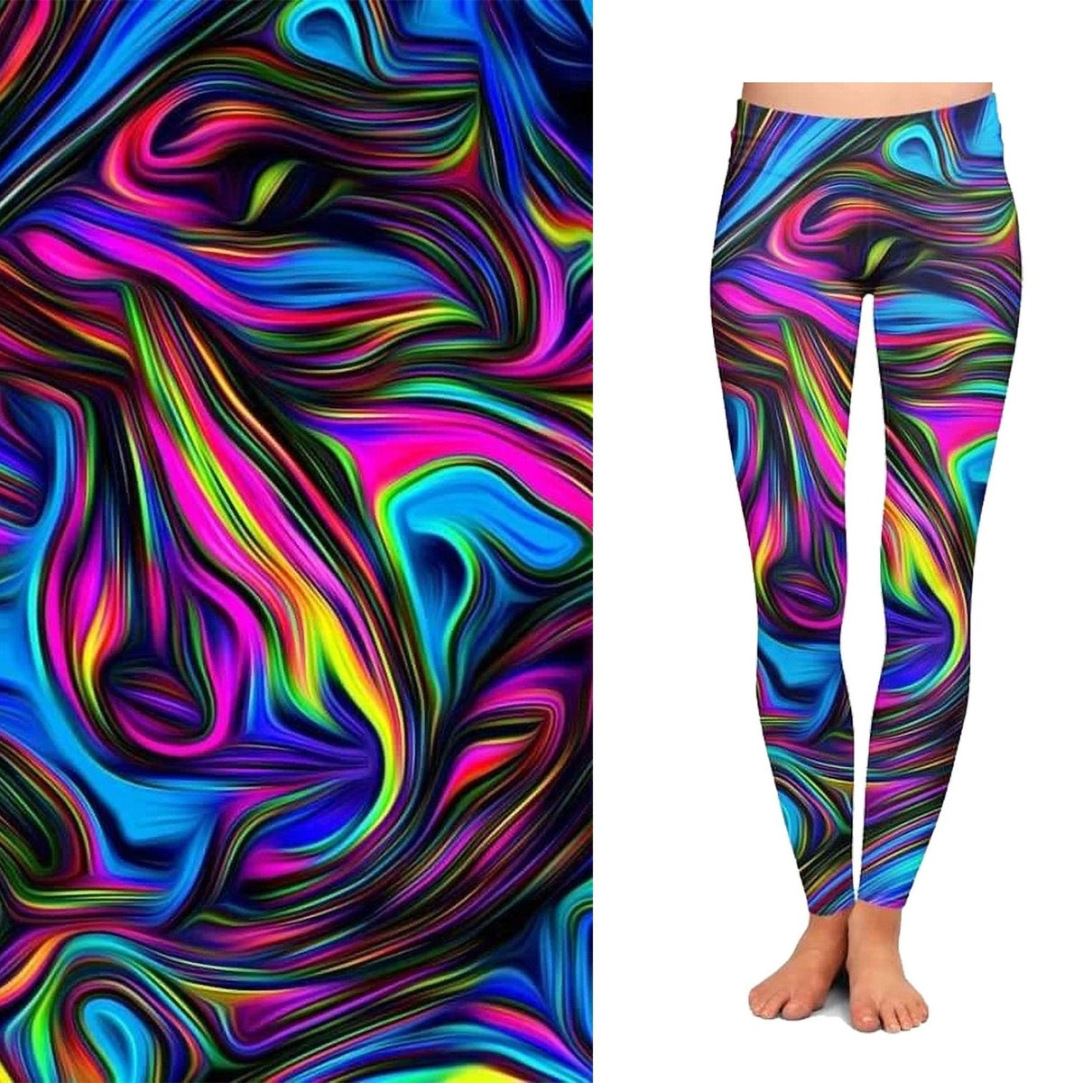 Color Wave Marble Leggings with Pockets Ready to Ship