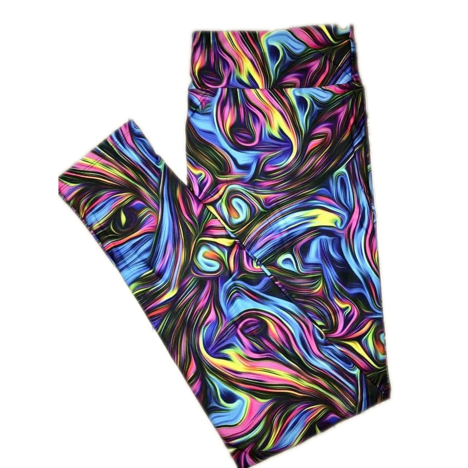 Color Wave Marble Capri Leggings with Pockets Ready to Ship