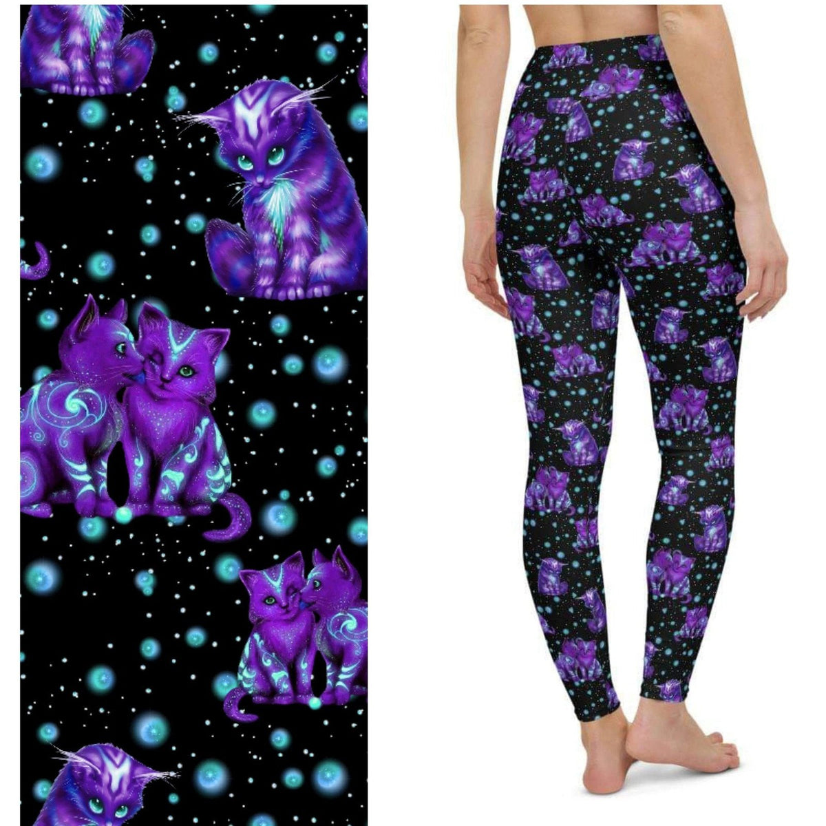 Neon Kitty Avatar on Black Leggings