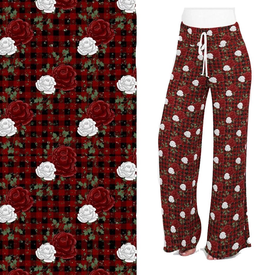 Buffalo Plaid Red and White Rose Legging Lounger