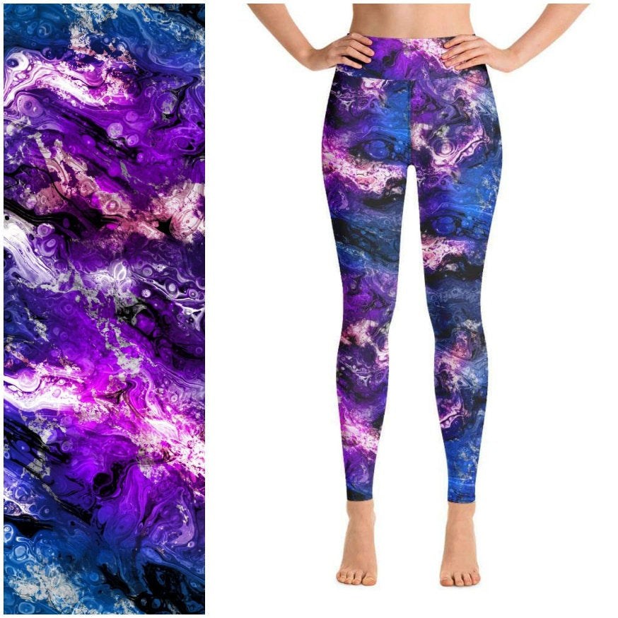 Blueberry Pink Wave Marble Leggings