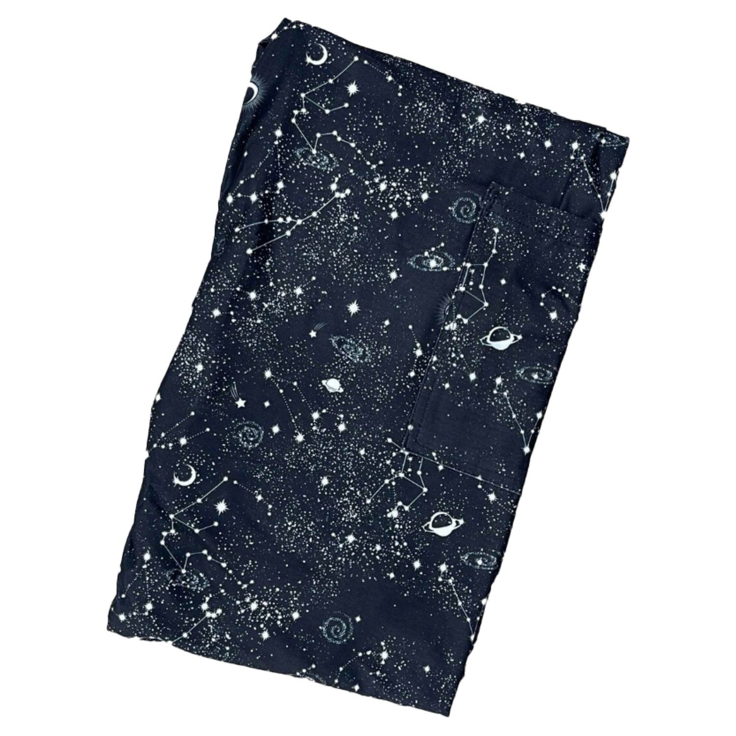 Black Galaxy Leggings - Nebula, Stars, Full Length Pocket Leggings Ready to Ship