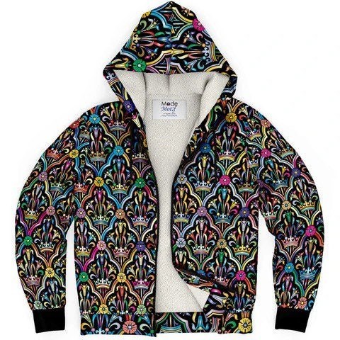 Stained Glass Sherpa Hoodie Zip up Jacket