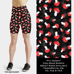 Fly Agaric Mushroom Yoga Shorts with Pockets