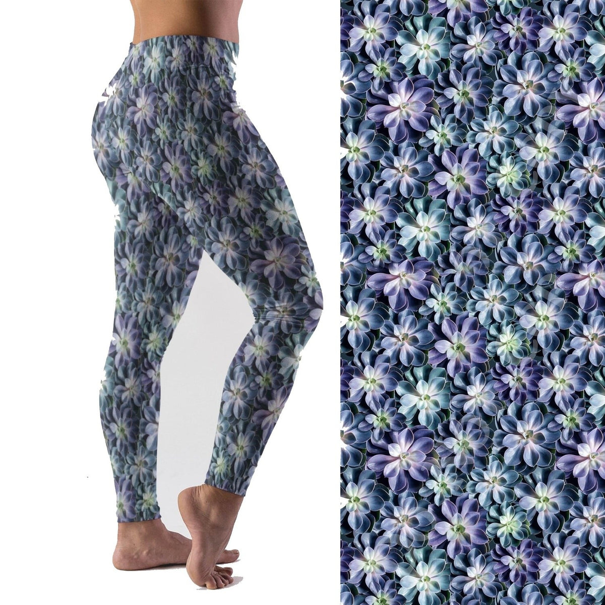 Purple Succulents- Leggings with Pockets