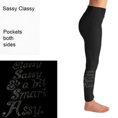 Classy Smart Assy Full Length Rhinestone Leggings with Pockets