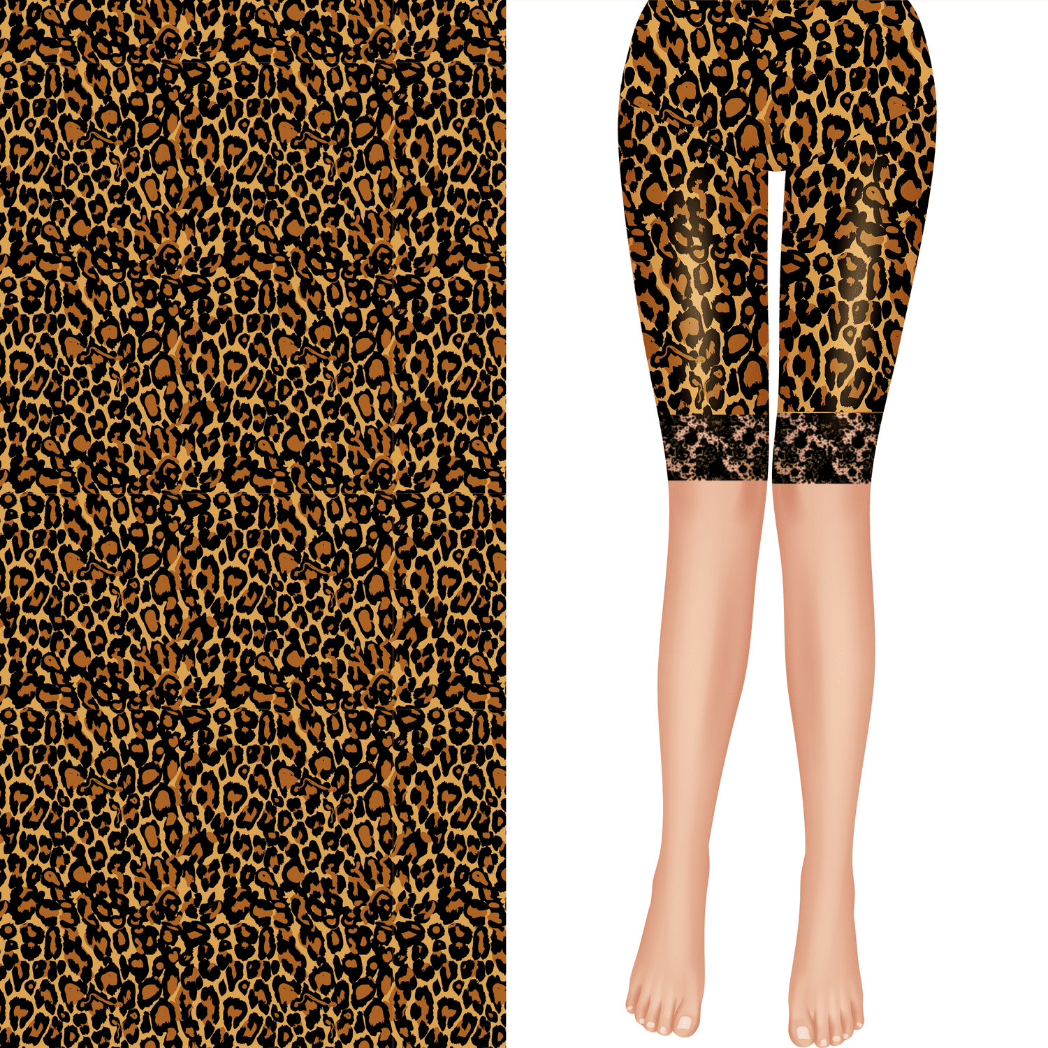 Leopard Print Shorts with Black Lace Trim with Pockets