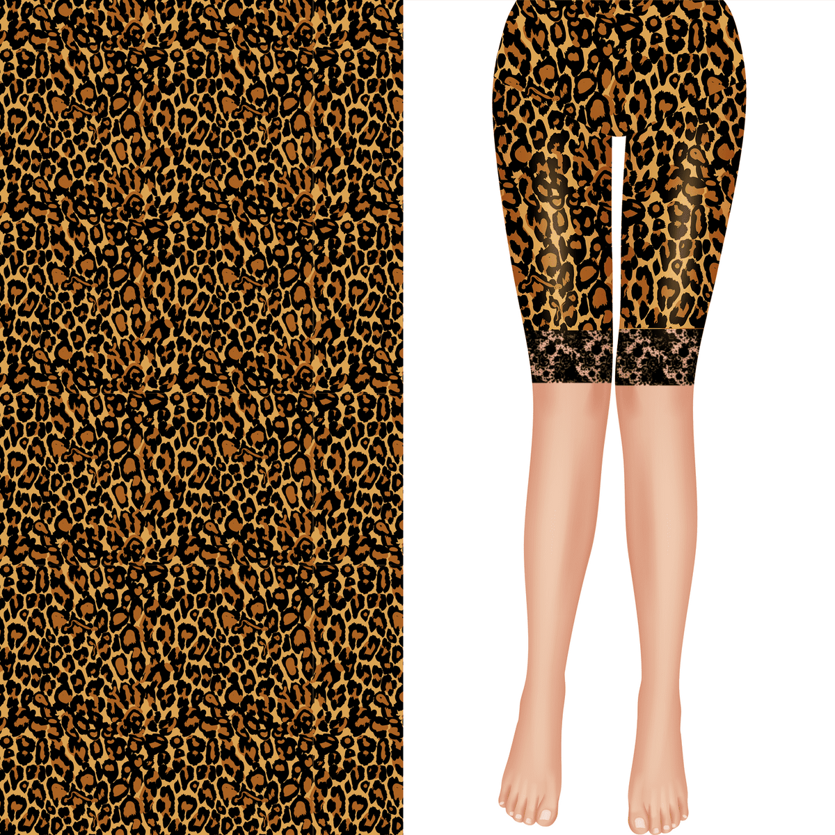 Leopard Print Shorts with Black Lace Trim with Pockets