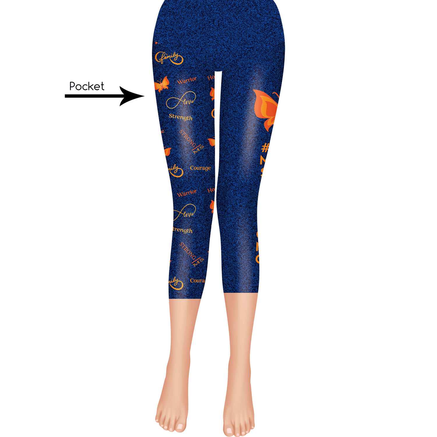 MS Strong Awareness Capri or Shorts Leggings with Pockets