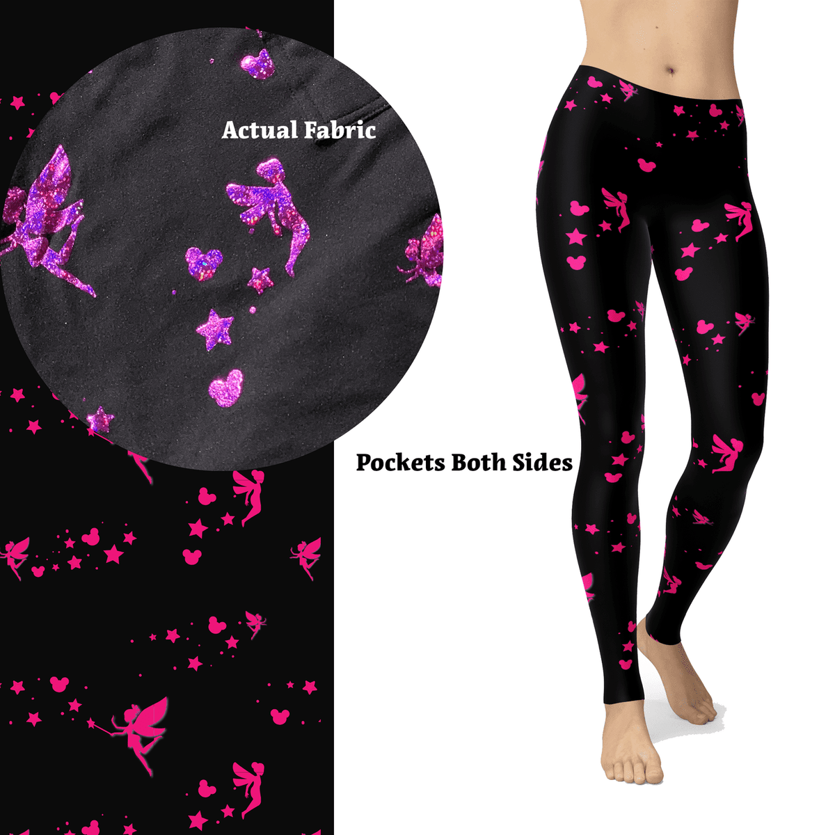 Pink Sparkle Fairy Leggings with Fairy Dust Glitter and Pockets