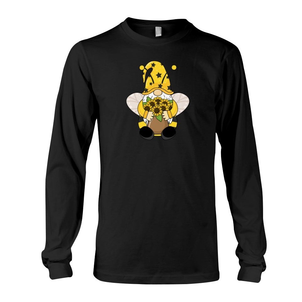 SunFlower Gnome Graphic Tee Gray or Black, Short or Long Sleeve