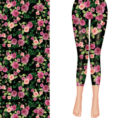 Rose Garden Capri Leggings with Pockets