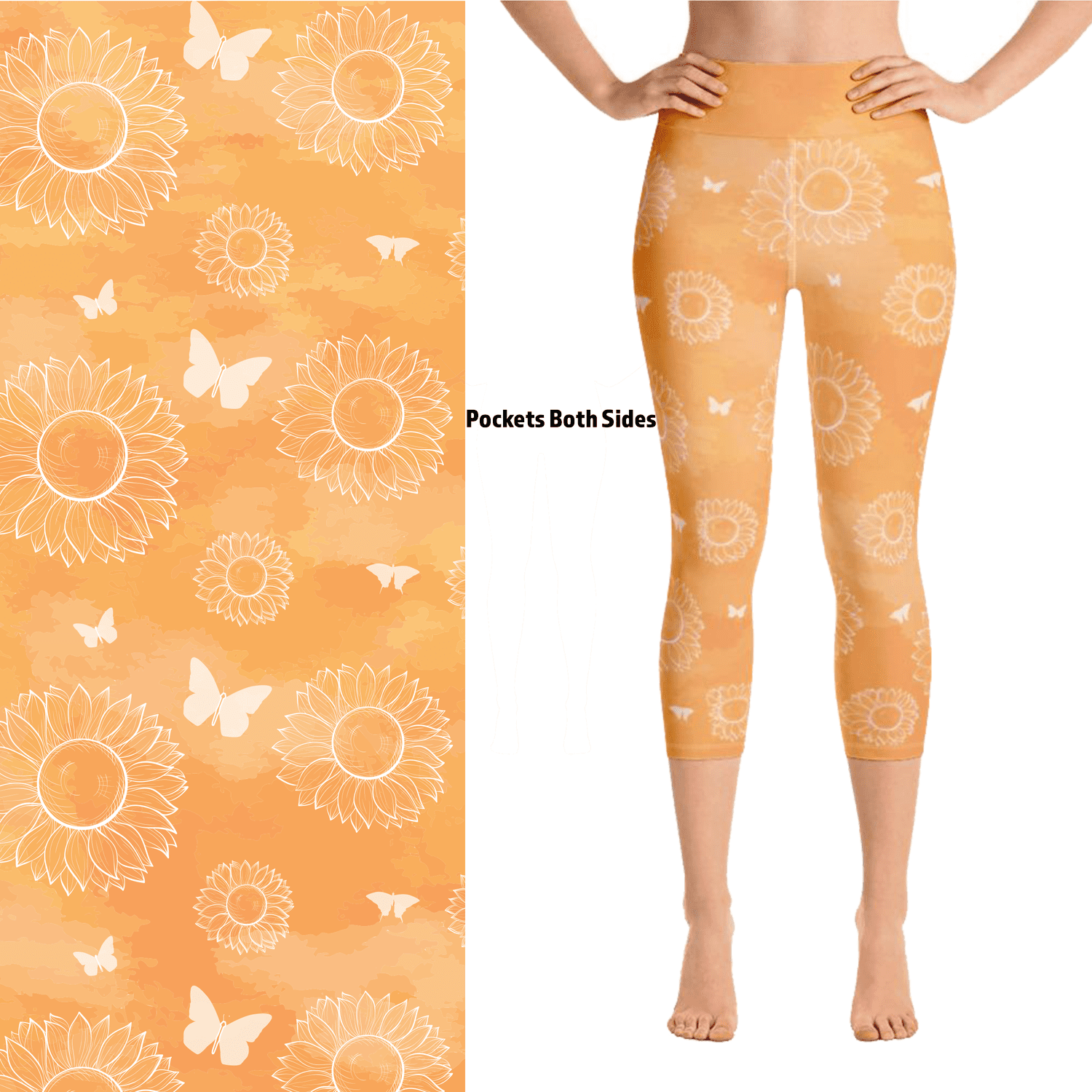 Butterfly and Sunflowers Ombre Leggings