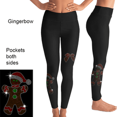 Gingerbow Gingerbread Man leggings with Bow Full Pockets
