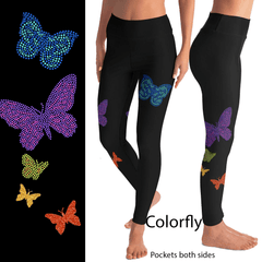 Butterfly Colors Rhinestud Leggings with Pockets